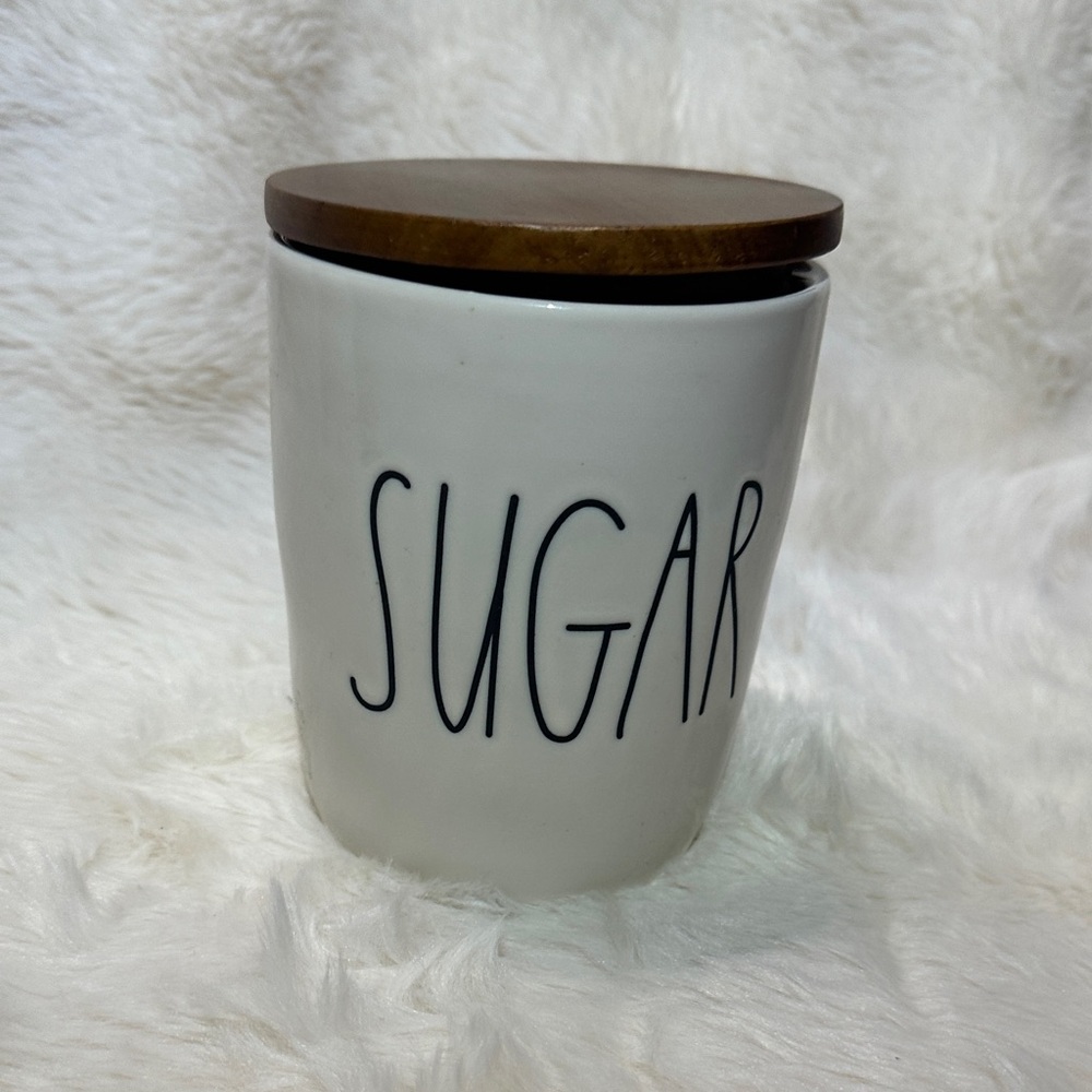 Rae Dunn “Sugar” Ceramic Canister Wood Lid Artisan Collection by Magenta